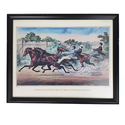 VTG Currier & Ives Print Reproduction Horse Race George M Patchen Framed 15x12  • $60