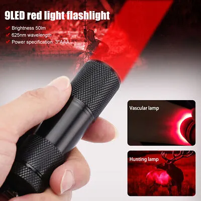 Professional Night Vision Hunting Torch 9LED Red Light Torch IR Vascular Light • $3.99