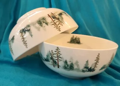 MIKASA Bone China WATERCOLOR FOREST  2~ TWO 6  Salad Soup Cereal Bowls  NEW • $25