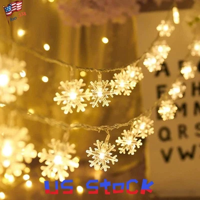 $9.99 • Buy LED Fairy String Lights Snowflake Light Window Curtain Christmas Tree Decoration