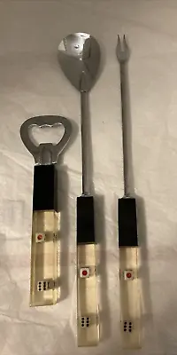 MCM Vintage 3 Piece Bartender Bar Utensils Floating Dice In Lucite Handles • $33.99