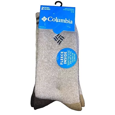 COLUMBIA 2-Pack Medium Weight Fleece Thermal Men's Crew Cut Socks Shoes 6-12 • $13.49