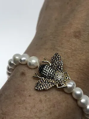 Vintage Bee Pearl Bracelet Austtian Crystal Genuine Pearl  • $65