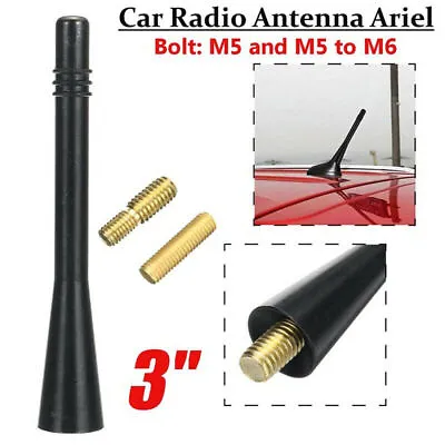 Car Short Stubby Antenna Aerial AM/FM Radio Mast Screw Type Accessories Black • £5.22