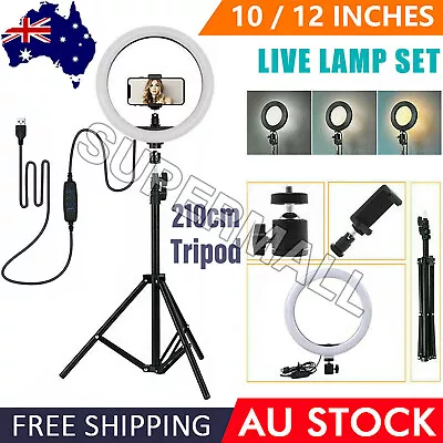 $22.98 • Buy 10/12 Inch Dimmable LED Ring Light +2.1M Tripod Stand Selfie Circle Lamp OZ