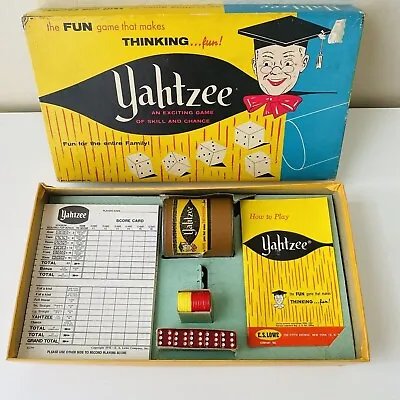 Vintage Yahtzee Dice Game 1956 1961 1967 Lowe W/Original Box (no Pencils) • $10.99