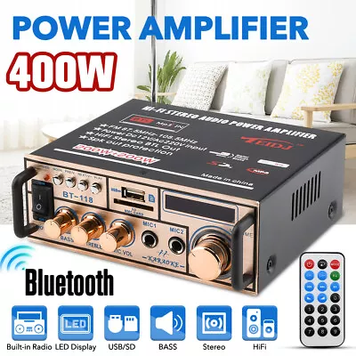 400W Power Amplifier Stereo Amplifier For Home Speaker HIFI Amplifier FM Radio • £29.99