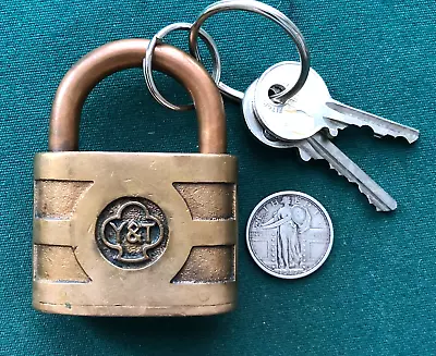 Vtg BICENTRIC Brass Pin Tumbler YALE Trefoil Padlock + Keys For Both Chambers • $177.50
