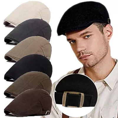 Men Ivy Flat Hat Solid Cotton Newsboy Gatsby Cap Golf Driving Irish Ascot Cabbie • $8.99