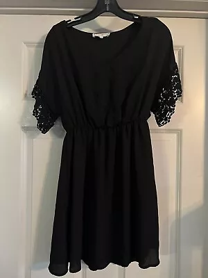 Altar’d State Dolman Lace Crochet Trim Size Small Black Elastic Waist Dress • $13