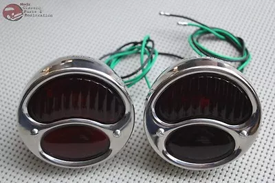 $148.71 • Buy Model A Tail Lights Stainless Steel Red Glass Lens Antique Car Pickup Truck Set