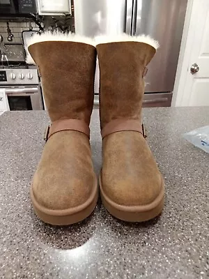 Ugg Dylan Chestnut Bomber Finish Buckle Boots Size 10. Worn Once. • $109