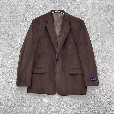 Stafford Mens Blazer Brown 50L 100% Cotton Corduroy Elbow Patches Sports Coat • $40.88