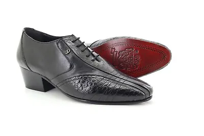 Lucini 33483 Men's Real Leather Cuban Heel Pointed Formal Wedding Lace Up Shoes • £59.95