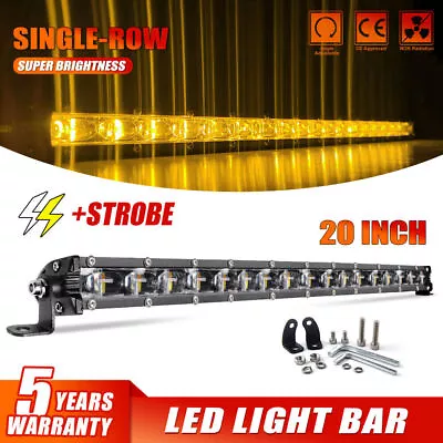 6D 20  Inch LED Light Bar White Amber Slim Row Strobe Offroad Lamp SUV ATV Truck • $40.69