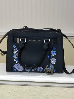 Michael Kors Handbag Purse Blue With Flowers Crossbody • $65