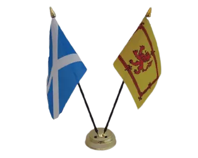 Scotland Saltire & Rampant Lion Double Friendship Table Flag FAST UK Delivery! • £6.99