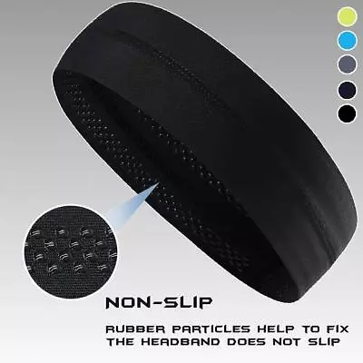 Men Women Moisture Wicking Wide Non-Slip Sport Headband Gym Workout Sweatband US • $6.89