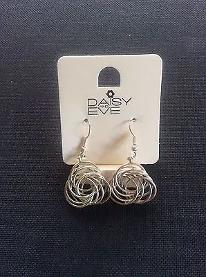 Pair Daisy & Eve White Metal Earrings BNWT On Card • £12.99