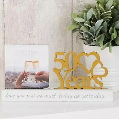 50th Wedding Anniversary Photo Frame Golden Wedding Anniversary Gift For Couples • £13.50