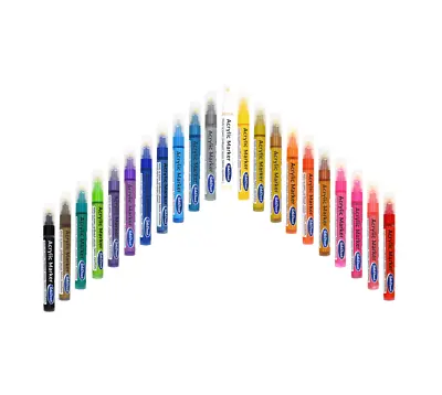 £3.39 • Buy Acrylic Paint Marker Pens Permanent For Glass Plastic Fabric Stone Wood 22 Color