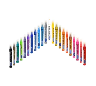 Acrylic Paint Marker Pens Permanent For Glass Plastic Fabric Stone Wood 22 Color • £3.59