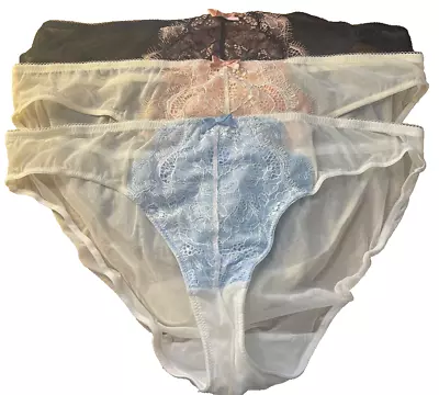 3 New B.tempt'd By Wacoal 943261  Mf Lace &mesh Bikini Panties Xl • $25