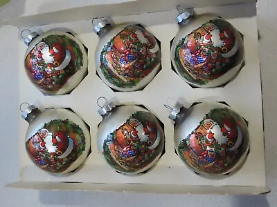 6 Vintage Blown Glass Wrapped Santa Ornaments Lot  Noelle Box C1299 • $9.22