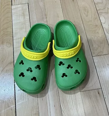 Crocs Disney Mickey Mouse Cutout Clogs Lime Yellow Size 12-13 Kids • $15