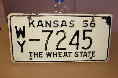 Original Paint Vintage 1956 Kansas Wyandotte County Embossed Metal License Plate • $19.95