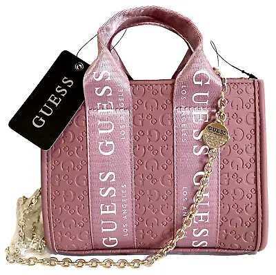 GUESS LOGO MINI TOTE & CROSSBODY SHOULDER BAG HANDBAG Pink • AUTHENTIC New BNWT • $72.95