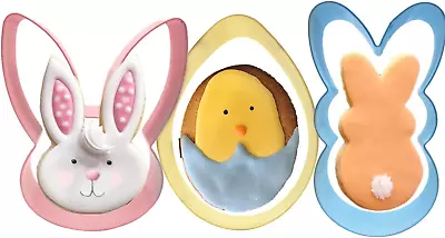 3Pcs Large Easter Cookie Cutters 4  3.75  Holiday Themed Cutter Easter Egg NEW • $10.73