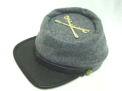 Mens Civil War Confederate Cavalry Gray Kepi Cap Wool Fabric Medium To XLarge • $29.99