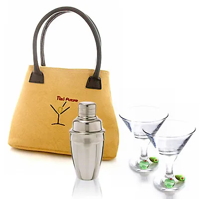 New In Gift Box Olive Decorated Tini Cocktail Kit Set For Hip Martini Girl • $59.95