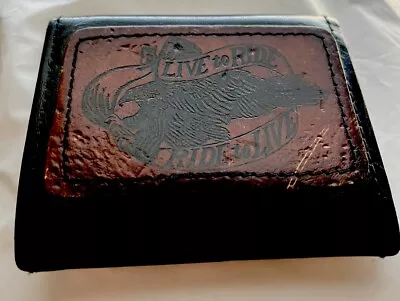 Vintage Leather Biker Wallet Tri Fold Live To Ride Ride To Live Eagle Wallet • $17.77