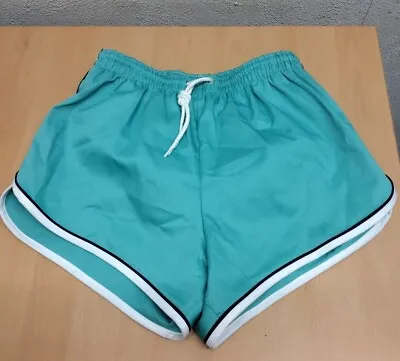 Vintage 1980's Retro Running Sprinter Jogging Green 32/34  Lined Shorts • £24.99