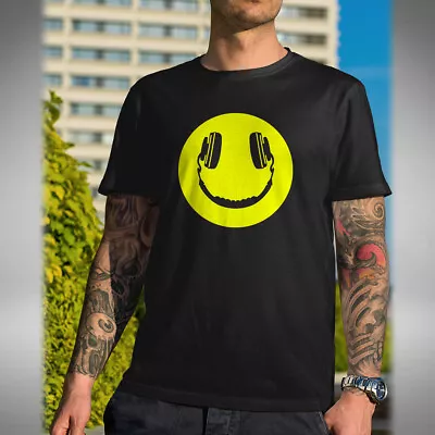 £9.99 • Buy Smiley Face Headphones Men's T-Shirt Rave Dj Acid House Design Gift