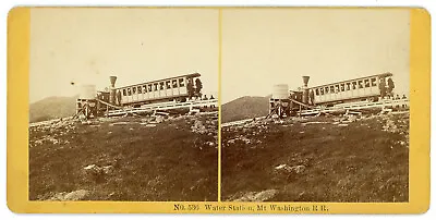 Water Station Mt. Washington Cog Railway Railroad Stereoview Kilburn Brothers • $25
