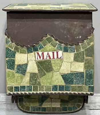 Wall Mount Mailbox Mosaic Green Tile Cottage Vintage Handmade • $99.99