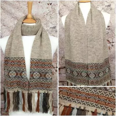 £20 • Buy Mens Womens Unisex Stylish Fairisle Nordic Wool Long Scarf Brown Grey