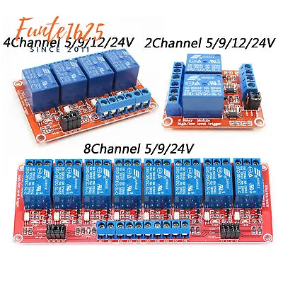 $2.94 • Buy 2/4/8 Channel Relay Module Board With Optocoupler High/Low Level Trigger 5V-24V