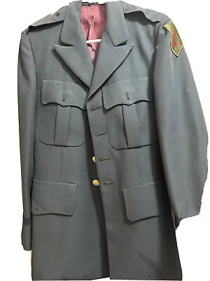 US Army Officer Coat Jacket 32R Green 100% Wool Military Dress Uniform • $20