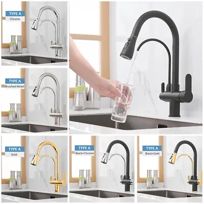 £67 • Buy 3 Way Kitchen Water Filter Taps Sink Tap Drinking Purifier Dual Spout Mixer Tap