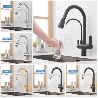 £67 • Buy 3 Way Kitchen Water Filter Taps Sink Tap Drinking Purifier Dual Spout Mixer Tap