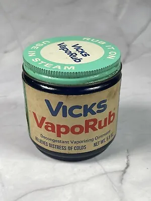 Vintage Old Vicks VapoRub 5.8 Oz Prop Collectible Deep Blue Glass Jar *** • $17.99