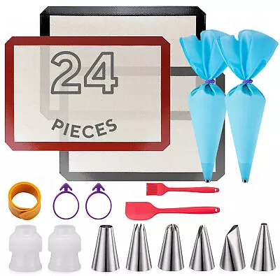 24Pcs Silicone Baking Mat Set Nonstick Bakeware Oven Kit Sheet Macaroon Cookie • $19.99