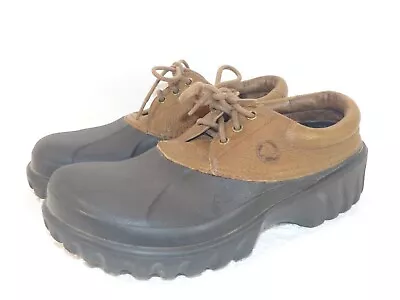 Men's Crocs Axle Islander All Terrain Leather Rubber Boat Shoes Brown Size 11 • $39.95