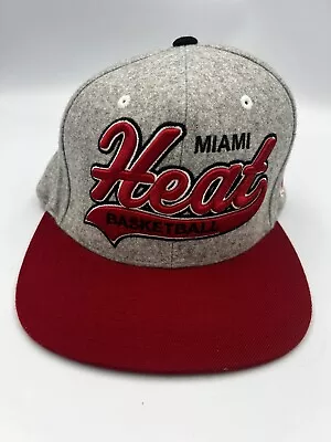 Miami Heat NBA Mitchell & Ness Hat Basketball Gray/Red Adjustable Leather Strap • $10.30