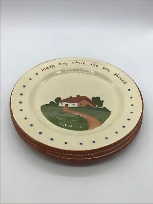 Dartmouth Pottery Devon Motto Ware 3 X 8  Plates • £6