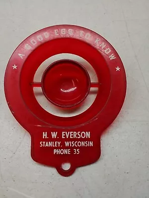 Vintage H W Everson A Good Egg Red Plastic Egg Separator Stanley Wisconsin  • $25.91